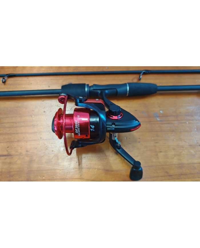 Odeshang DF3000 5.0:1 Spinning Reel Combo Ultra 6in Medium 2pc Black Rod