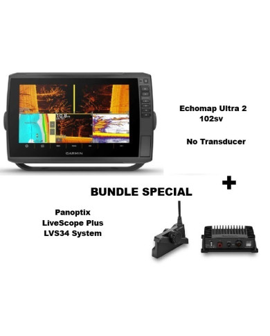 Garmin ECHOMAP Ultra2 102sv NoXDCR With LiveScope Plus LVS34 System
