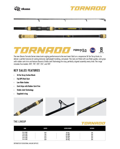 Okuma Tornado 2PC Bank Angling Rod Okuma Tornado 2PC Bank Angling Rod