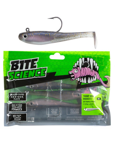Bite Science Thump Shad Rigged UV Purple Pearl 5in Bite Science Thump Shad Rigged UV Purple Pearl 5in