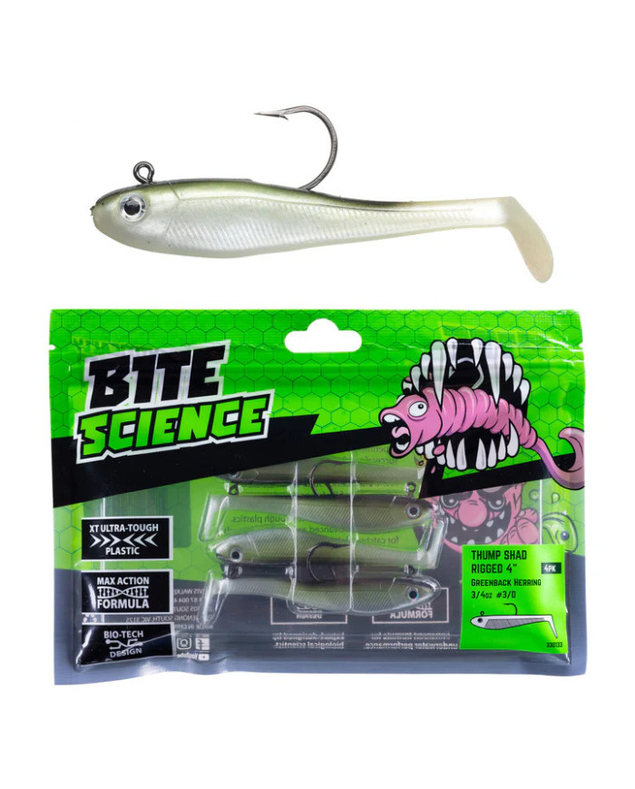 Bite Science Thump Shad Rigged Greenback Herring 4in Bite Science Thump Shad Rigged Greenback Herring 4in