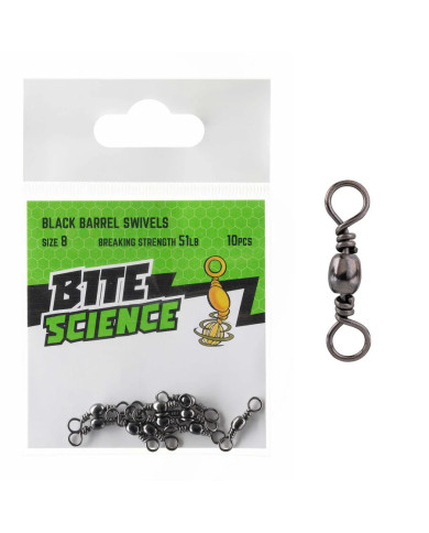 Bite Science Barrel Swivels Size 8 51lb 10pc Bite Science Barrel Swivels Size 8 51lb 10pc