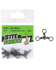 Bite Science 3 way (inline) Barrel Swivels Size 8 44lb 10pc