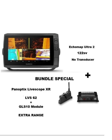 Garmin Echomap Ultra2 122sv & LiveScope LVS62XR System Bundle