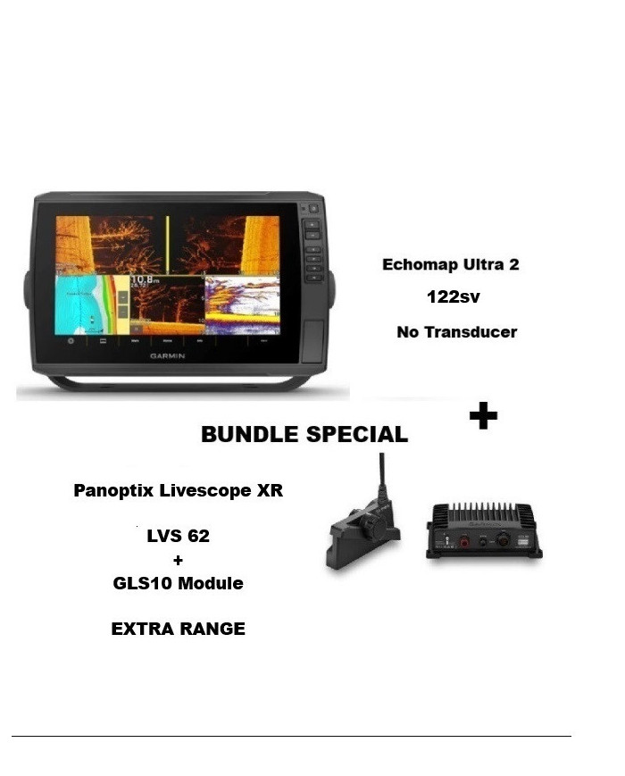 Garmin Echomap Ultra2 122sv & Panoptix LiveScope XR System Bundle Garmin Echomap Ultra2 122sv & Panoptix LiveScope XR System Bundle