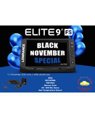 Lowrance Elite FS 9 & 50 / 200 Khz 600 Watt Skimmer Transducer BLACK NOVEMBER EDITION