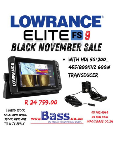 Lowrance Elite FS 9 w HDI 50 / 200 Khz 600 W  & DSI Skimmer Transducer BLACK NOVEMBER EDITION