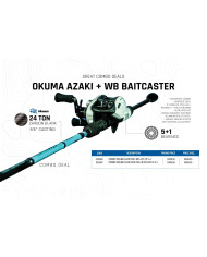 Favorite White Bird Baitcaster RH 6.4:1 Combo Okuma Azaki 6ft 6in MH 1pc Casting Rod