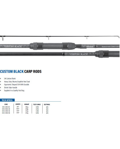 Okuma Custom Black Carp Black 12ft 3.5lb 2PC Rod