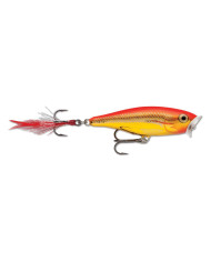 Rapala Skitter Pop Steel Gold Flourescent Red 2" 1/4oz Rapala Skitter Pop Steel Gold Flourescent Red 2" 1/4oz