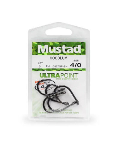 Mustad Hoodlum 4x10827 Black Nickle Size 6/0 (Live Bait Hook)