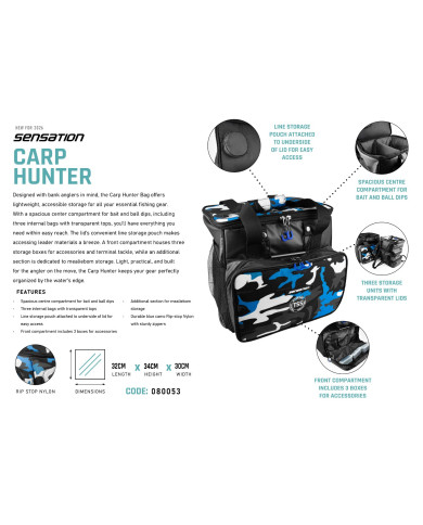 Sensation Carp Hunter Tackle Bag Blue/Black/White