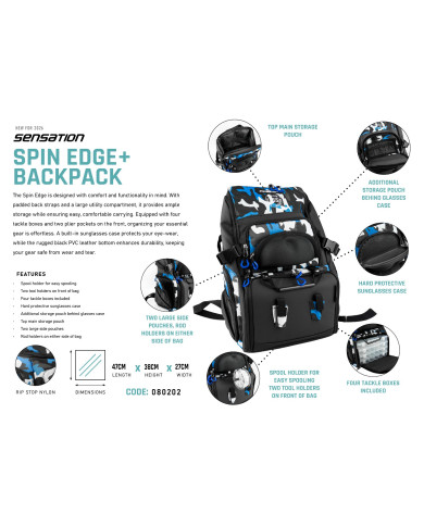 Sensation Spin Edge + Tackle Bag Blue/Black/White