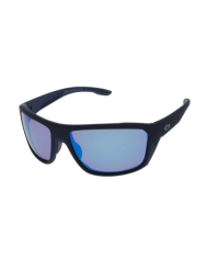 Ocean Polarized Sunglasses - PF 653 Black/Blue Rubber Frame with Blue Revo Mirror Brown Lens