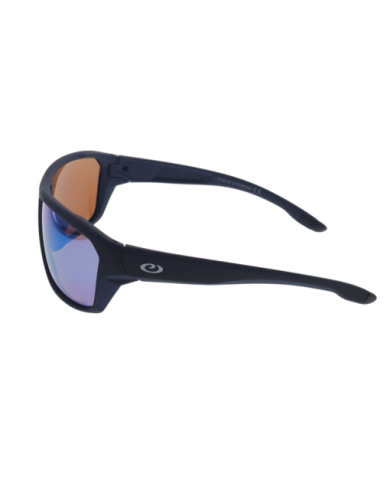 Ocean Polarized Sunglasses - PF 653 Black/Blue Rubber Frame with Blue Revo Mirror Brown Lens