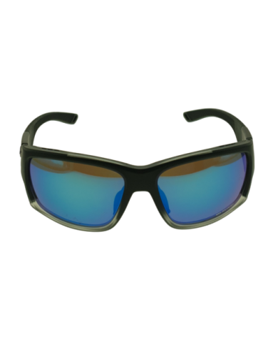 Ocean Polarized Sunglasses - PJ 757 Black/Clear Frame with Blue Mirror Grey Lens