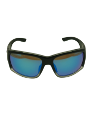 Ocean Polarized Sunglasses - PJ 757 Black/Clear Frame with Blue Mirror Grey Lens