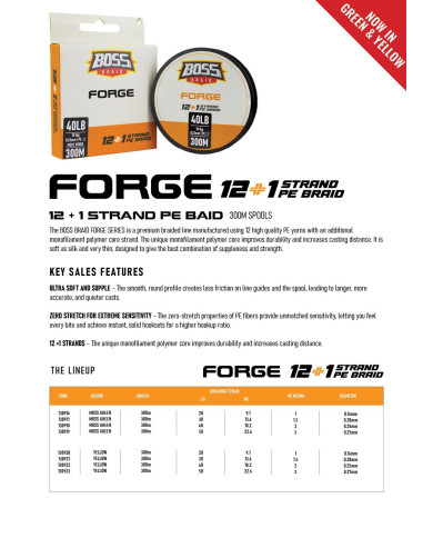 Boss Forge 12+1 Green X13 braided Line 300 m Spool