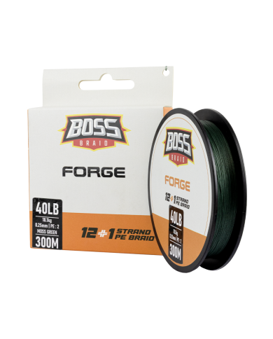 Boss Forge 12+1 Green X13 40lb - 18.1kg 0.25mm PE2 Braided Line 300 m Spool