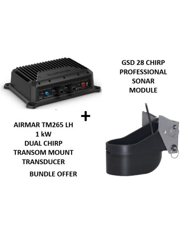 Airmar TM265LH Transom Mount Dual Chirp Transducer & Garmin GSD 28 Professional Sonar Module Bundle