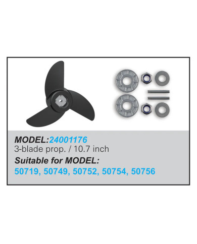 Haswing Replacement 3 Blade Propeller 10.7 in Diameter for Protrauer 2 hp 85 lb Motor