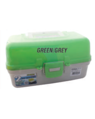 Pro-Hunter 3 Tray Tackle Box Green Lid Grey Base