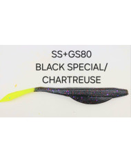 Itty's GS80 SS+ (Heavy Tail Fluke Jr) Black Special Chartreuse 4in