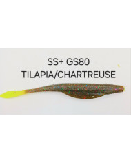 Itty's GS80 SS+ (Heavy Tail Fluke Jr) Tilapia Chartreuse 4in