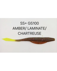 Itty's GS100 SS+ (Heavy Tail Fluke) Amber Laminate Chartreuse 4.75in