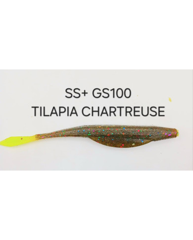 Itty's GS100 SS+ (Heavy Tail Fluke) Tilapia Chartreuse 4.75in