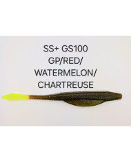 Itty's GS100 SS+ (Heavy Tail Fluke) Green Pumpkin Red/ Watermelon Chartreuse 4.75in