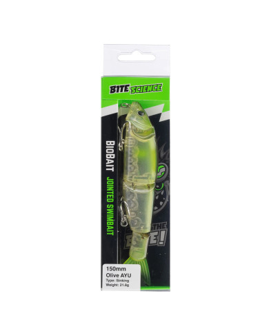 Bite Science Biobait Sinking Jointed Swimbait Olive AYU 150mm 34g