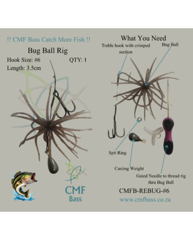 CMF Bass Bug Ball Rig 1/0 Treble 10g Weight 8cm Rig 1pc