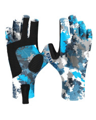 BWG Performance Apparel Sun Gloves Blue Rorschach- Small/Medium