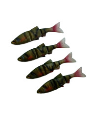 CMF Bass PVC Swimbait – 2 Segment Barred Red Tail Minnow 3in 4pc