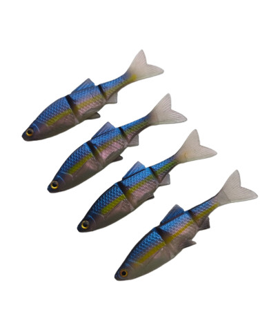 CMF Bass PVC Swimbait – 2 Segment Blue Minnow 3in 4pc