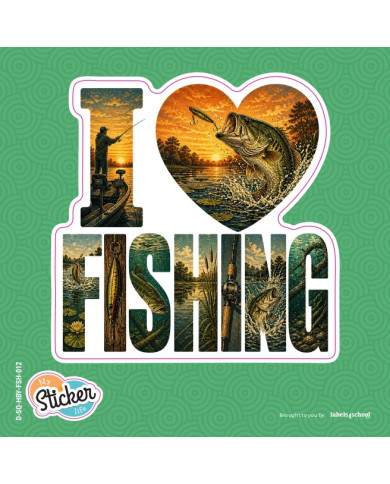 My Sticker Life  - I Love fishing  - Bass (012) 8.5cm(H) x 8cm(L) Sticker