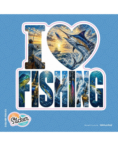 My Sticker Life  - I Love fishing  - Marlin (013) 8.5cm(H) x 8cm(L) Sticker