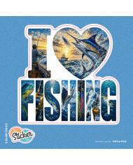 My Sticker Life  - I Love fishing  - Marlin (013) 8.5cm(H) x 8cm(L) Sticker