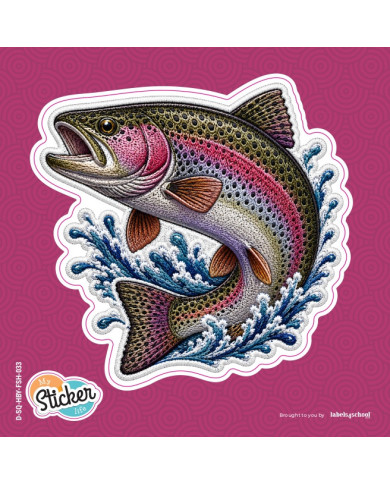My Sticker Life  - Rainbow Trout Leap (033) 9cm(H) x 9.5cm(L) Sticker