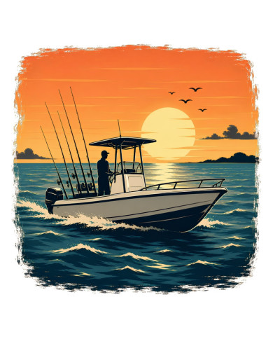 My Sticker Life - Saltwater Boat Sunset (011) 6.5cm(H) x 6.5cm(L) Magnet