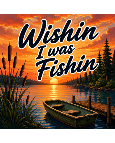 My Sticker Life - Wishin i was fishin  (019) 6.5cm(H) x 6.5cm(L) Magnet