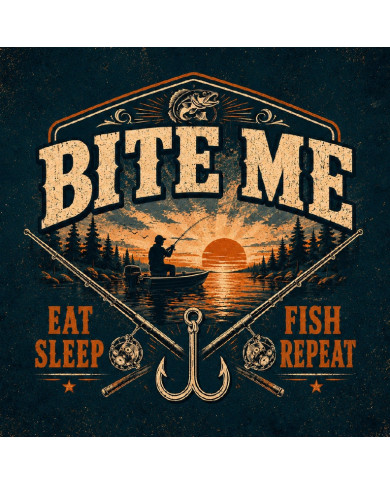 My Sticker Life - Bite me - Eat Sleep Fish Repeat (020) 6.5cm(H) x 6.5cm(L) Magnet