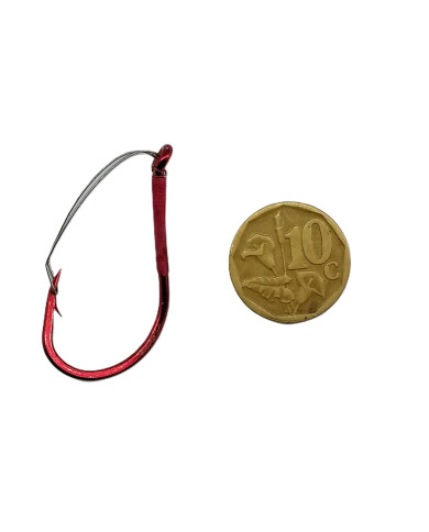 CMF Bass Weedless Octopus Red Hook 2/0 4pc (10c piece not included  for scale purposes )
