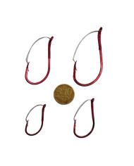 CMF Bass Weedless Octopus Red Hook 2/0 4pc (10c piece not included  for scale purposes )