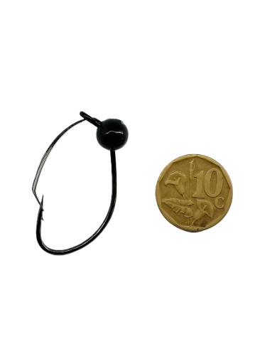 CMF Bass Weedless Wacky Jighead Hook 1/0 1/16oz Black 4pc (10c piece not included  for scale purposes )