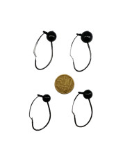 CMF Bass Weedless Wacky Jighead Hook 1/0 1/16oz Black 4pc (10c piece not included  for scale purposes )