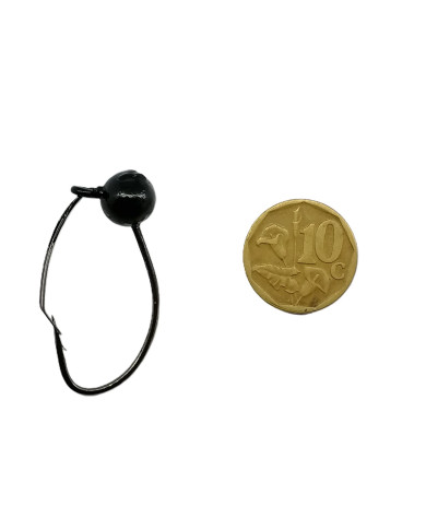 CMF Bass Weedless Wacky Jighead Hook 1/0 1/10oz Black 4pc (10c piece not included  for scale purposes )