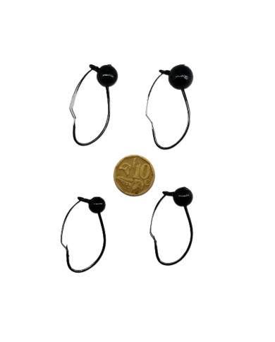 CMF Bass Weedless Wacky Jighead Hook 1/0 1/8oz Black 4pc (10c piece not included  for scale purposes )