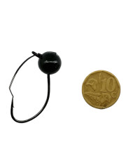 CMF Bass Weedless Wacky Jighead Hook 1/0 1/5oz Black 4pc (10c Piece not included - used for scale )